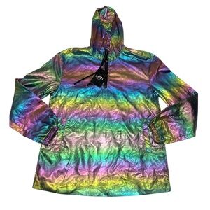 boohooMAN Iridescent Half Zip Hooded Cagoule